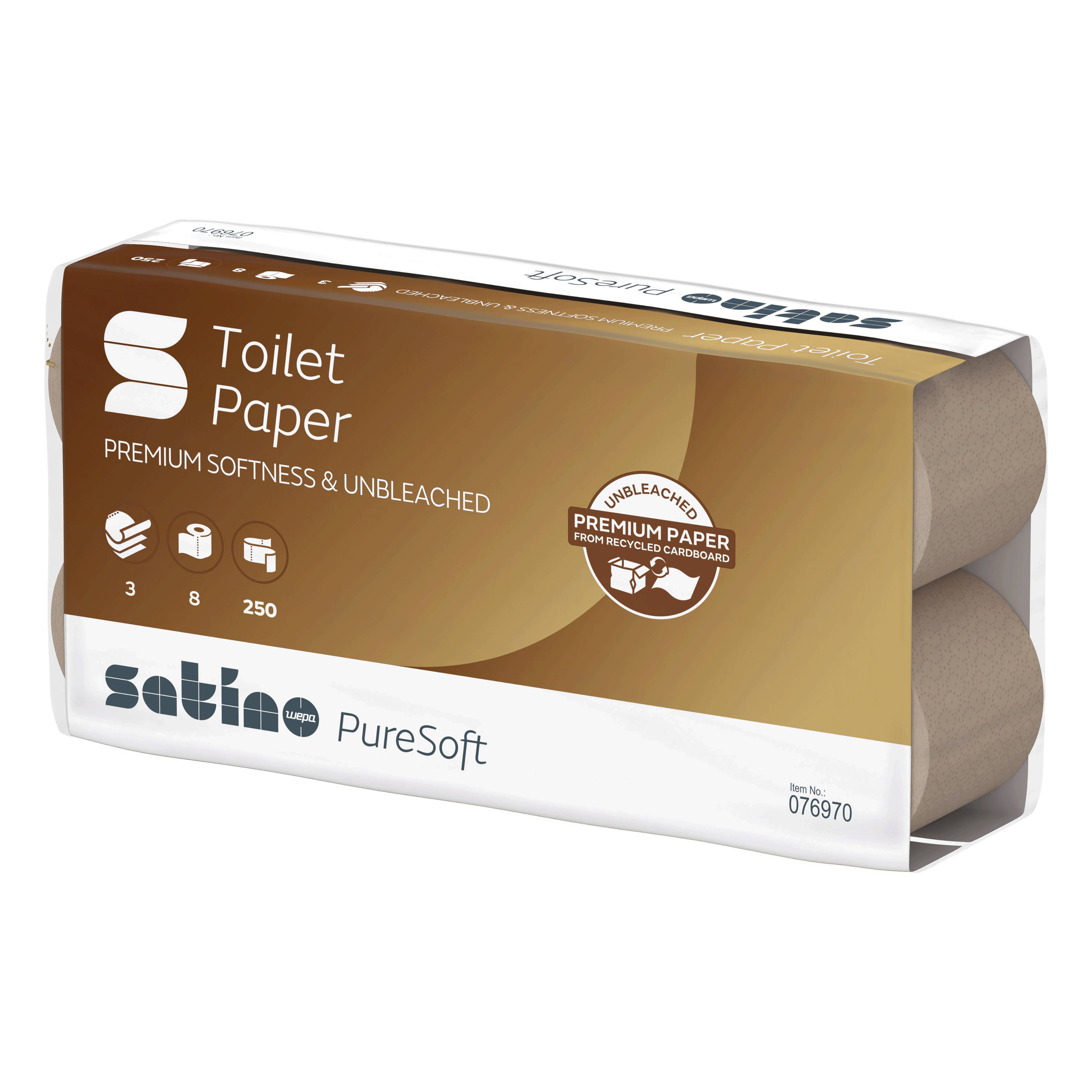 Ein Bild von Wepa satino PureSoft MT1 Toilettenpapier beige - 3-lagig