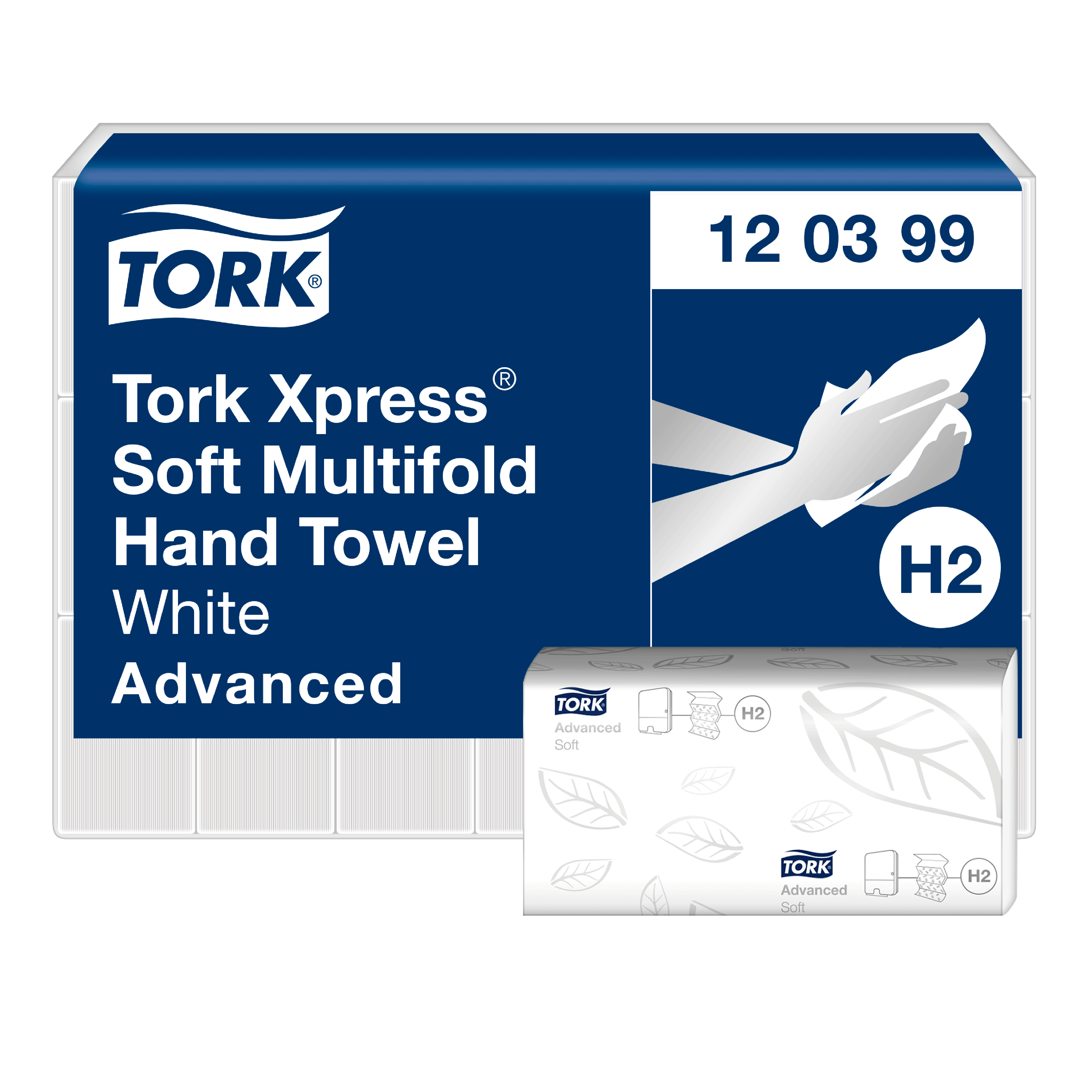 Ein Bild von Tork Xpress Multifold H2 Falthandtuch weiß - 21x34 cm