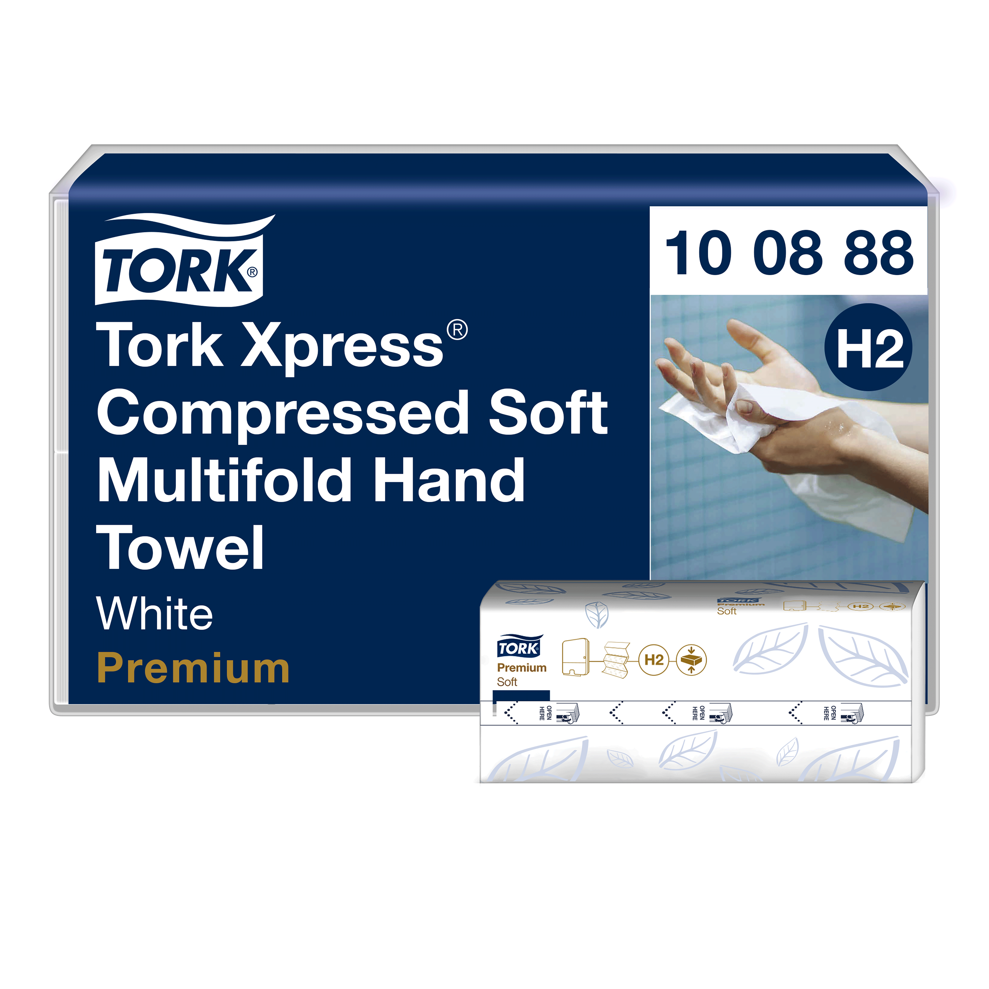 Ein Bild von Tork Xpress Multifold H2 Falthandtuch weiß - 21x32 cm